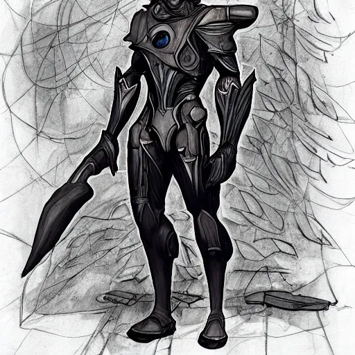 Image similar to warframe the man in the wall, explorer sketch, eldritch journalist, grand scale, intricate detailed