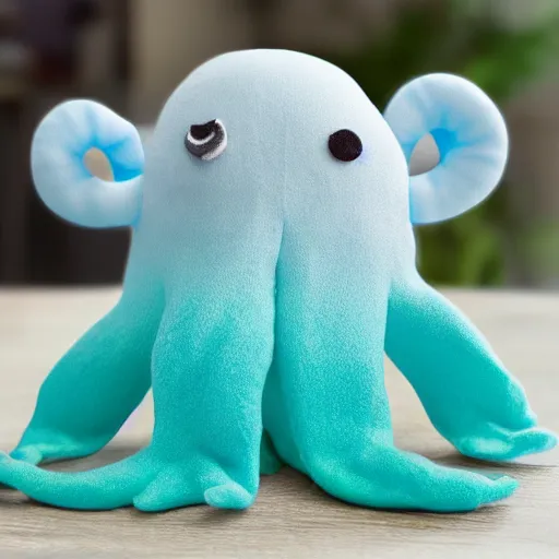 Prompt: oldin is a soft ombre blue green stuffed octopus, squishmallows, kellytoy