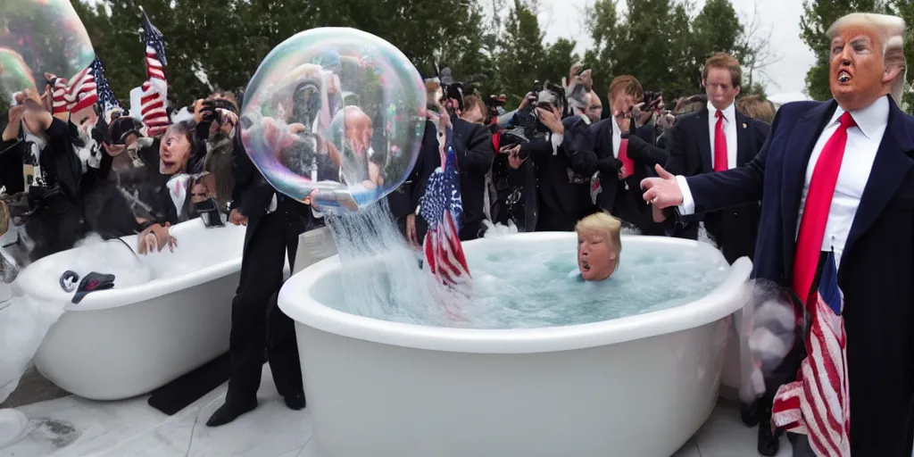 Prompt: trump, bubble bath