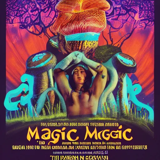 Prompt: poster for a film on magic mushrooms