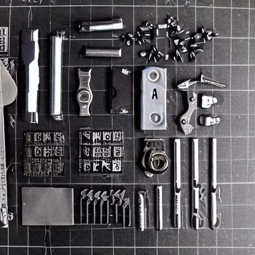 Image similar to knolling alien every day carry
