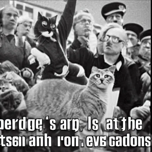 Image similar to cats leading a socialist revolution