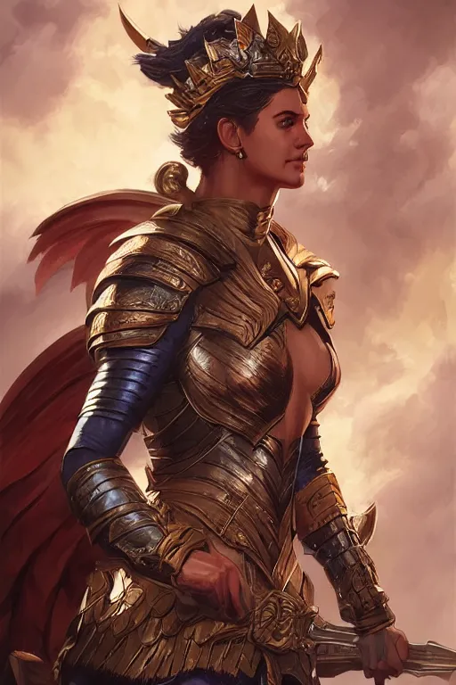 Image similar to amazon valkyrie athena, d & d, fantasy, portrait, highly detailed, headshot, digital painting, trending on artstation, concept art, sharp focus, illustration, art by artgerm and greg rutkowski and magali villeneuve