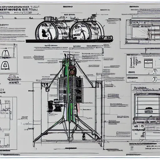 Prompt: detailed schematics to a time machine