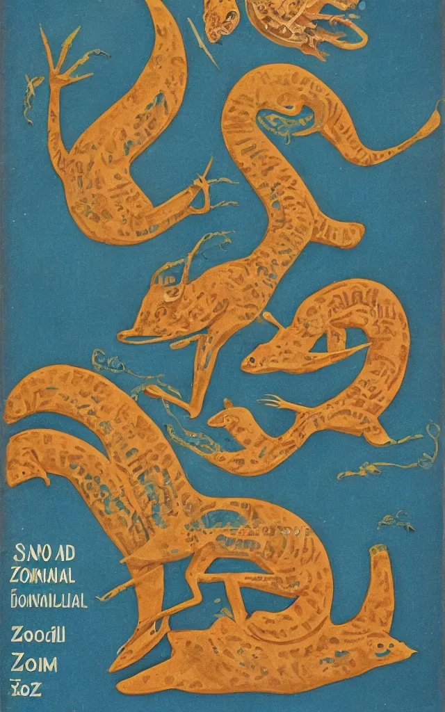 Prompt: sand art zoological ( 1 9 5 6 ) | book cover artwork