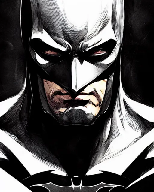 Image similar to portrait of batman, concept art, sumi - e style, intricate linework, artstation, trending, highly detailed, smooth, focus, art by yoji shinkawa,