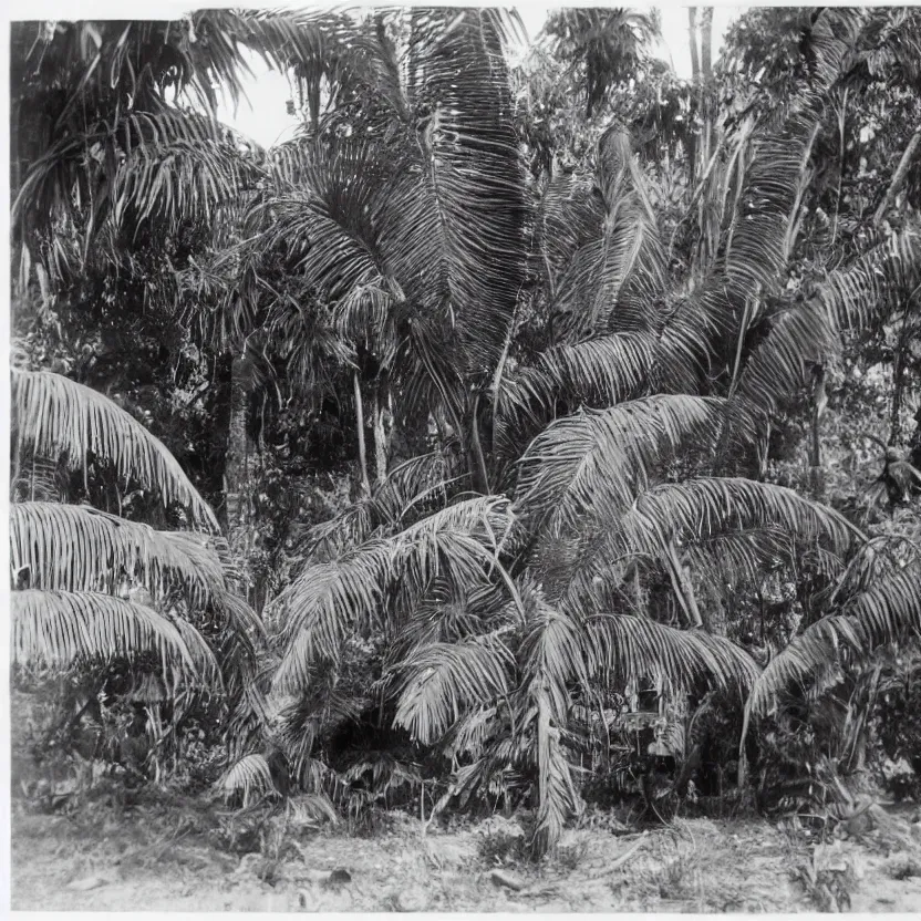 Image similar to a rizom lost film footage of a sacred ( ( ( ( ( ( ( indigenous ) ) ) ) ) ) ) artifact in the middle of the ( ( ( ( ( ( ( ( ( ( tropical jungle ) ) ) ) ) ) ) ) ) ) / ethnographic object / film still / cinematic / enhanced / 1 9 0 0 s / black and white / grain