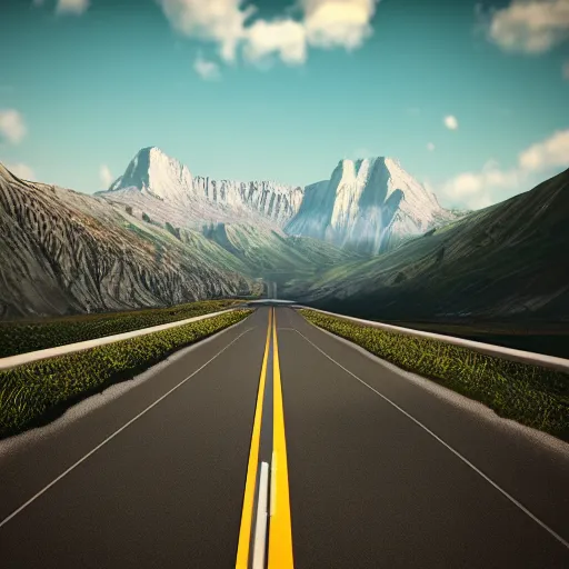 Image similar to road between mountains unreal engine render