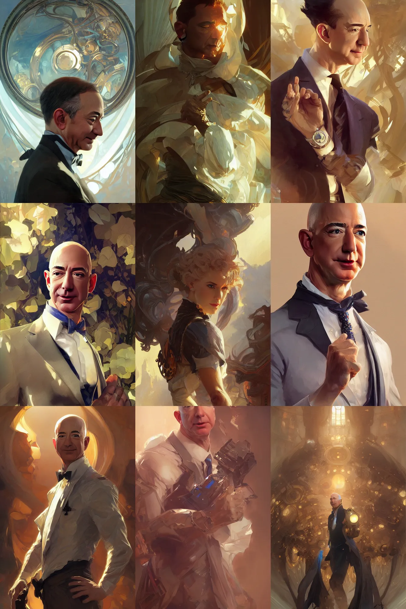 Prompt: jeff bezos, elegant, highly detailed, digital painting, artstation, concept art, smooth, sharp focus, illustration, art by artgerm and greg rutkowski and alphonse mucha