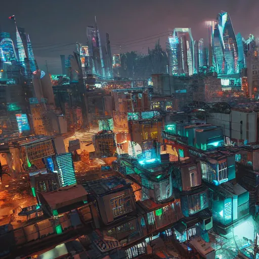 Image similar to cyberpunk city lviv, a lot of future technologies, flying cars, unreal engine, octane render, epic scale, cinema view, 8 k