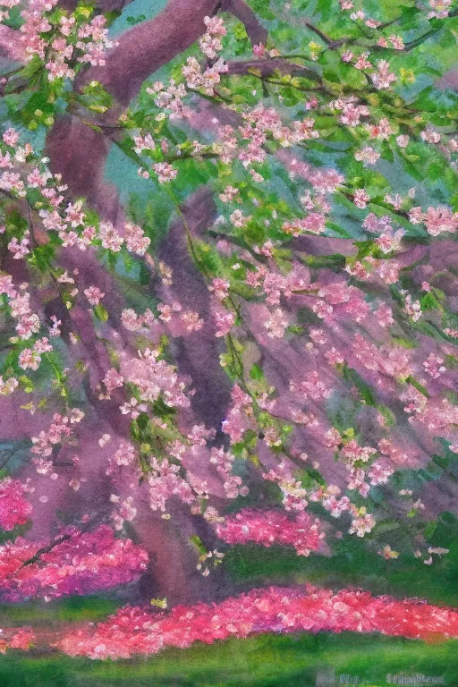 Prompt: Hanami flowers in impressionism style