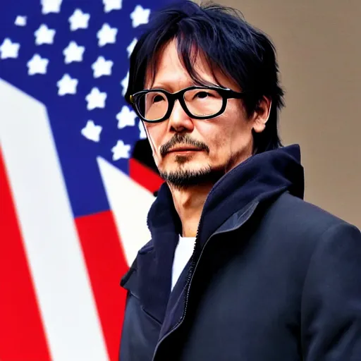 Prompt: Hideo Kojima on his 2020 United States presidential campaign