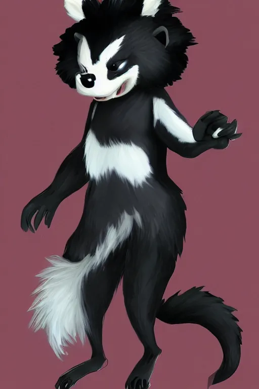 Image similar to an anthropomorphic skunk, fursona!!!! trending on furaffinity, by kawacy, trending on artstation