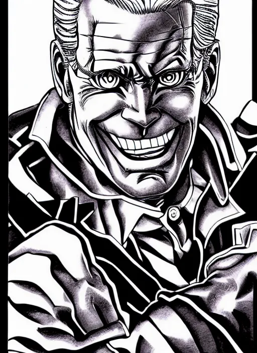 Prompt: JoJo's Bizarre Adventure Stand User Joe Biden, detailed manga illustration by Hirohiko Araki