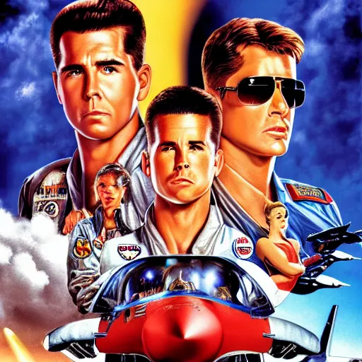 Prompt: poster of top gun staring the flintstones, 4k, HDR, photorealistic, 8k by HR Giger