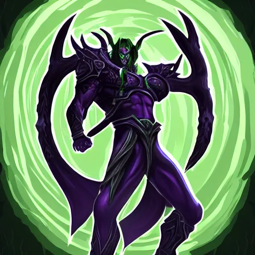 Prompt: illidan stormrage the demon hunter portrait vector art