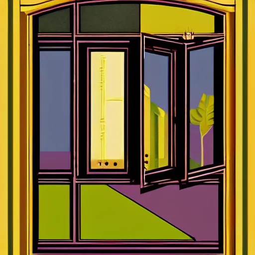 Image similar to a painting beautiful window open, digital illustration, art deco style art print, a ultrafine detailed painting by aguilera reyes, behance contest winner, vintage, native art, trend in behance hd, 2 d game art, detailed painting