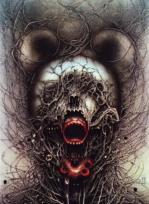 Image similar to spirit of Mickey mouse, highly detailed, art by Ayami Kojima, Beksinski, Giger