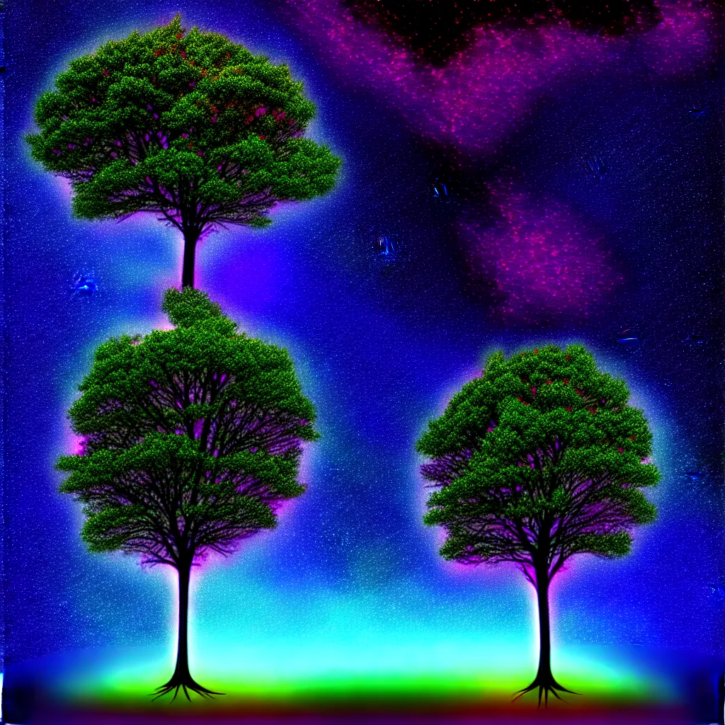 Prompt: tree, 🌌, harmony of the universe, digital art