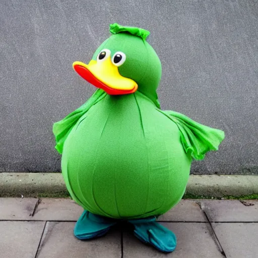 Image similar to a cabbage dressed as a duck