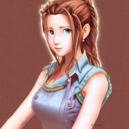 Prompt: aerith gainsborough by ja mong