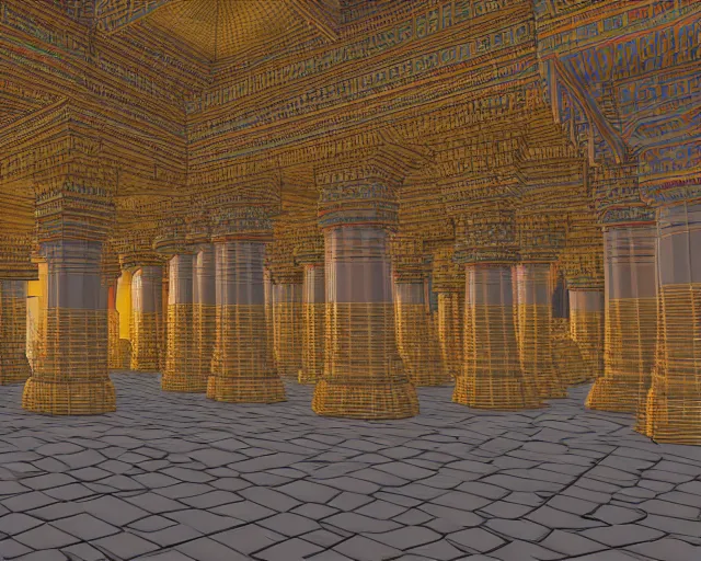 Image similar to 3D hindu temple mosque interior, quake level - H 360