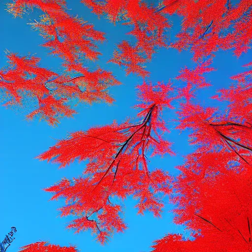 Image similar to Japanese maple, stunning digital masterpiece, anime, 4KHD