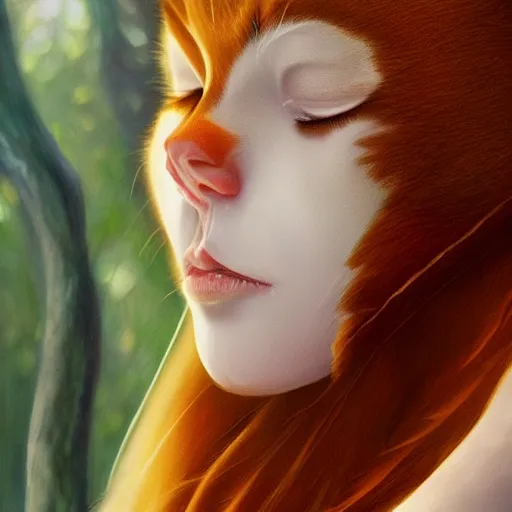 Image similar to cinematic portrait of fireheart cat from warriors, perfect face, delicate, elegant, by alyssa monks, highly detailed, symmetrical face, fine details, masterpiece, trending on artstation