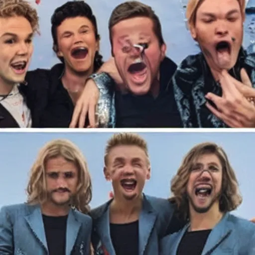 Image similar to a funny meme about norwegian eurovision contestants