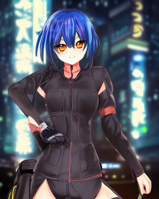 Prompt: full body image of anime girl in mechanic armor in night tokyo by makoto sinkai, perfect face and body, fine details and face