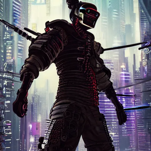 Image similar to Cyberpunk samurai