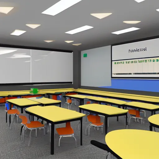 Prompt: photorealistic classroom
