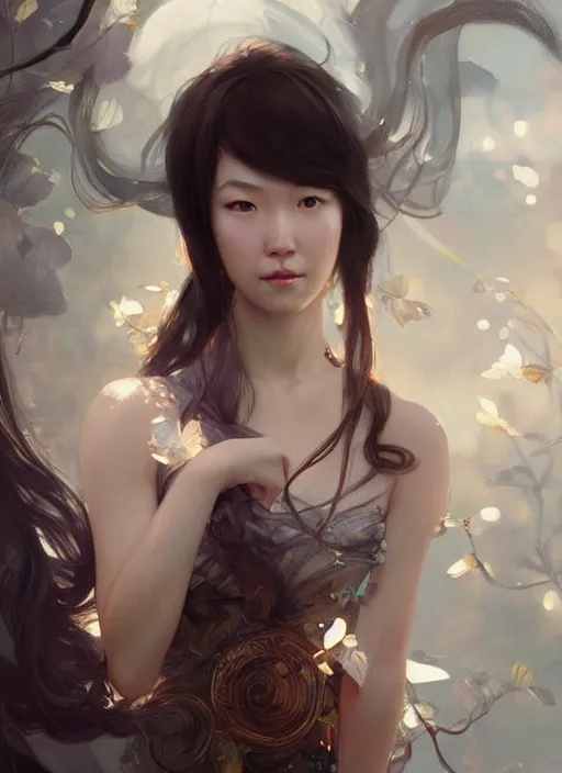 Image similar to a beautiful olivia cheng, girl, intricate, sharp focus, illustration, highly detailed, digital painting, concept art, matte, art by wlop and artgerm and greg rutkowski and alphonse mucha, masterpiece