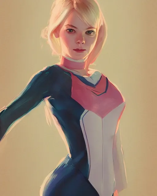 Prompt: portrait of gwen stacy wearing sleepwear, attractive, casual, digital painting, artstation, concept art, smooth, sharp focus, illustration, art by artgerm and greg rutkowski and sakimichan