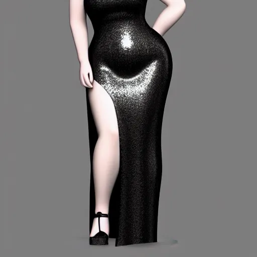 Prompt: curvy feminine hot goth cutie in a sublime elegant polished sequined black-silver latex neck-high or tube-top floor length gown, thin waist, cgsociety, photorealistic, comfy ambience, idealistic, 16k, smooth, sharp focus, trending on ArtStation, volumetric lighting