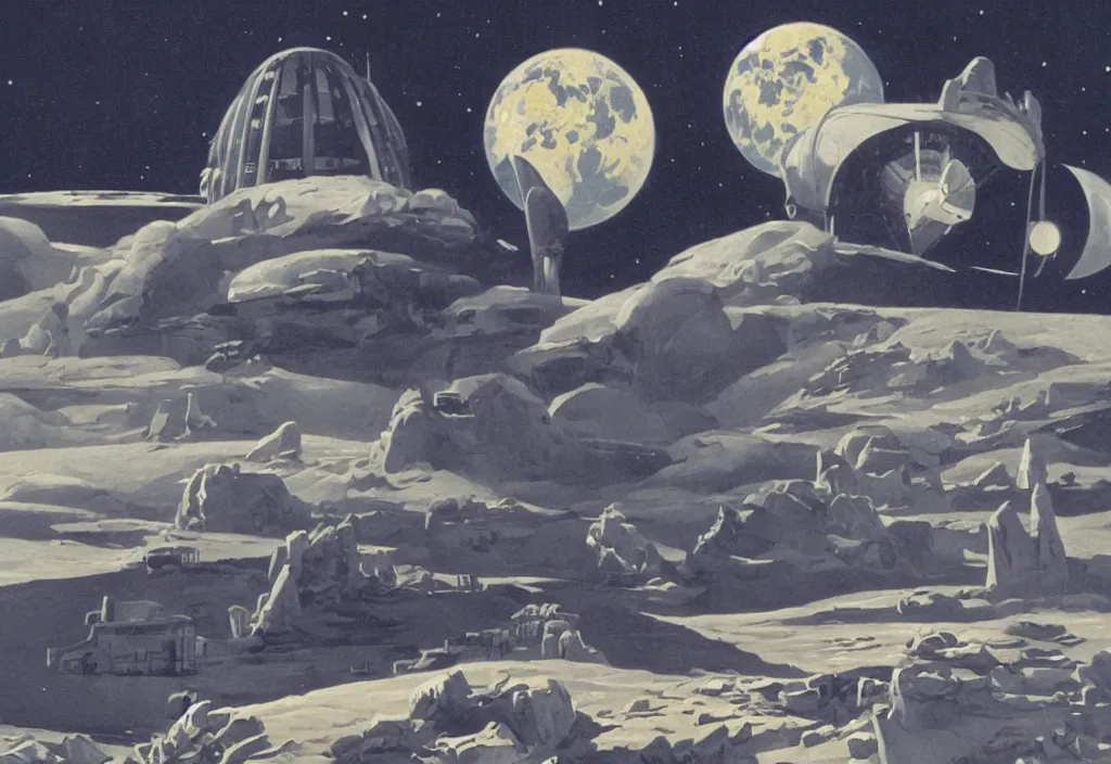 Image similar to Destination Moon, Rick Guidice, Chesley Bonestell, Lucien Rudaux, Rolf Klep, Fred Freeman, George Pal