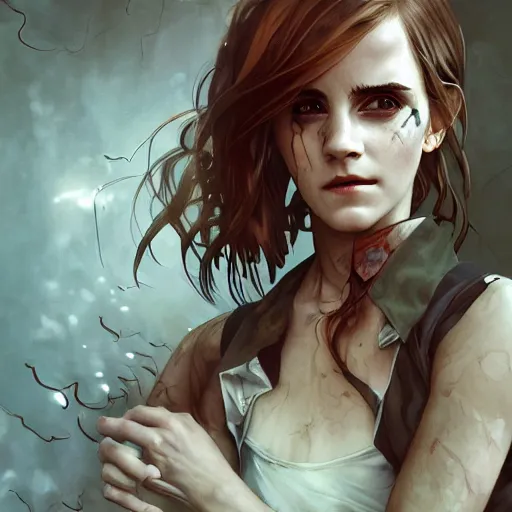 Prompt: ultra realistic illustration, emma watson as zombie anime, intricate, elegant, highly detailed, digital painting, artstation, concept art, smooth, sharp focus, illustration, art by artgerm and greg rutkowski and alphonse mucha