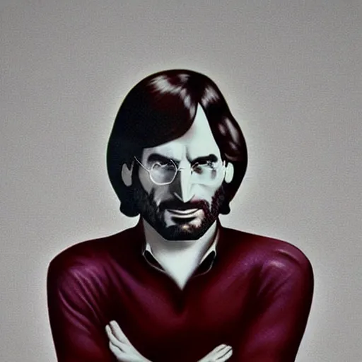 Image similar to steve jobs airbrushed 1 9 8 0 s retro band poster, artstation, ambient occlusion.