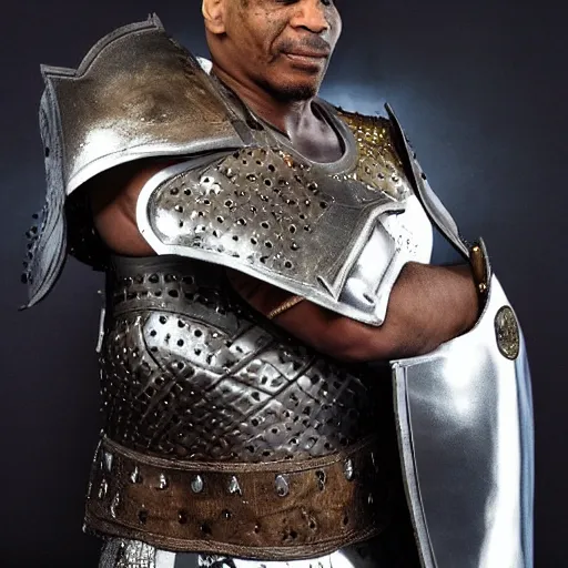 Prompt: mike tyson in knights armor