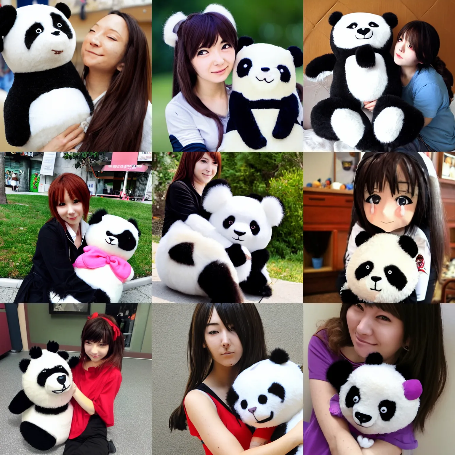 Prompt: an anime girl with a stuffed panda