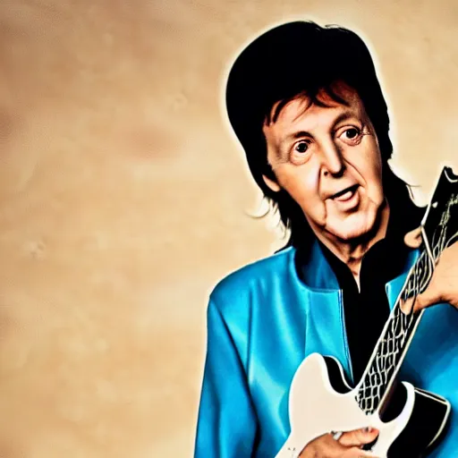 Prompt: Paul McCartney in an Elvis jumpsuit, 8k, high definition, highly detailed, photo-realistic