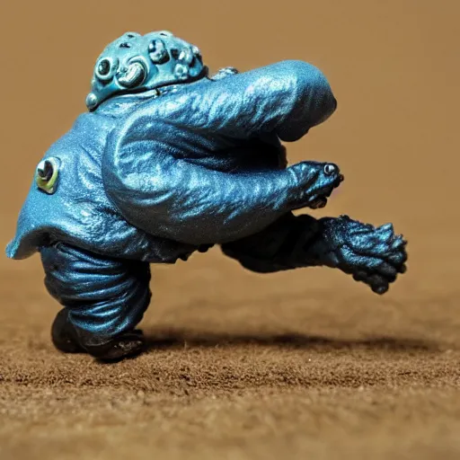 Image similar to a cowboy riding a tardigrade