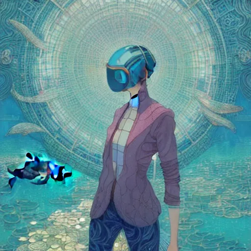 Image similar to a beautiful hyperdetailed character design 4 k wallpaper illustration of a cute dolphin, city by the sea, victo ngai cyberpunk style, from china, style of studio ghibli, makoto shinkai, raphael lacoste, louis comfort tiffany, artgerm, james jean, ross tran, chinese style