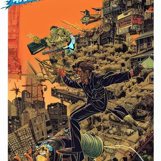 Prompt: mad man screaming, by yoichi hatakenaka, masamune shirow, josan gonzales and dan mumford