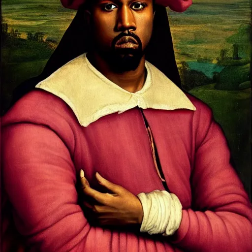 Image similar to A Renaissance portrait painting of Kanye West