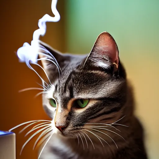 Prompt: 4 k photograph of a cat smoking a cigarette