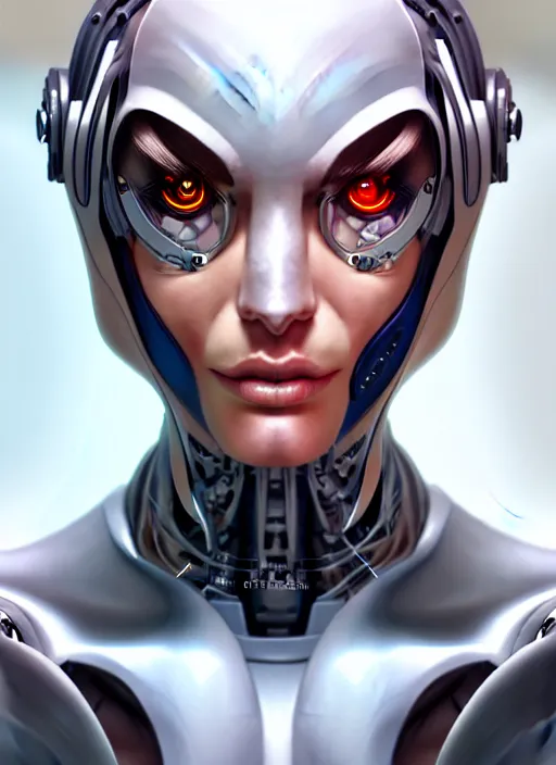 Image similar to portrait of a cyborg woman by Artgerm, biomechanical, hyper detailled, trending on artstation