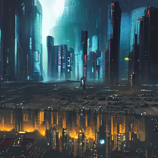 Image similar to a futuristic cyberpunk version of persepolis