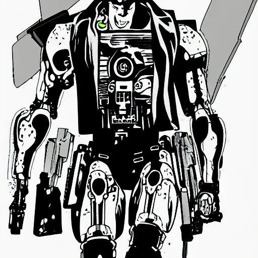 Image similar to terminator in the style of manga, matte