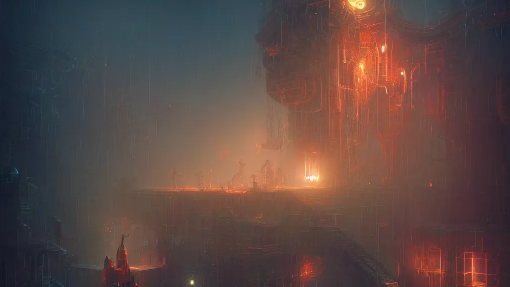 Image similar to a machine conjuring!!!!!!! a picture!!!!! from noise, by lance wilkinson, marc simonetti, greg rutkowski, and diego gisbert llorens, cinematic closeup!!, colorful, intricate, clean, hopeful, 8 k render, volumetric lighting